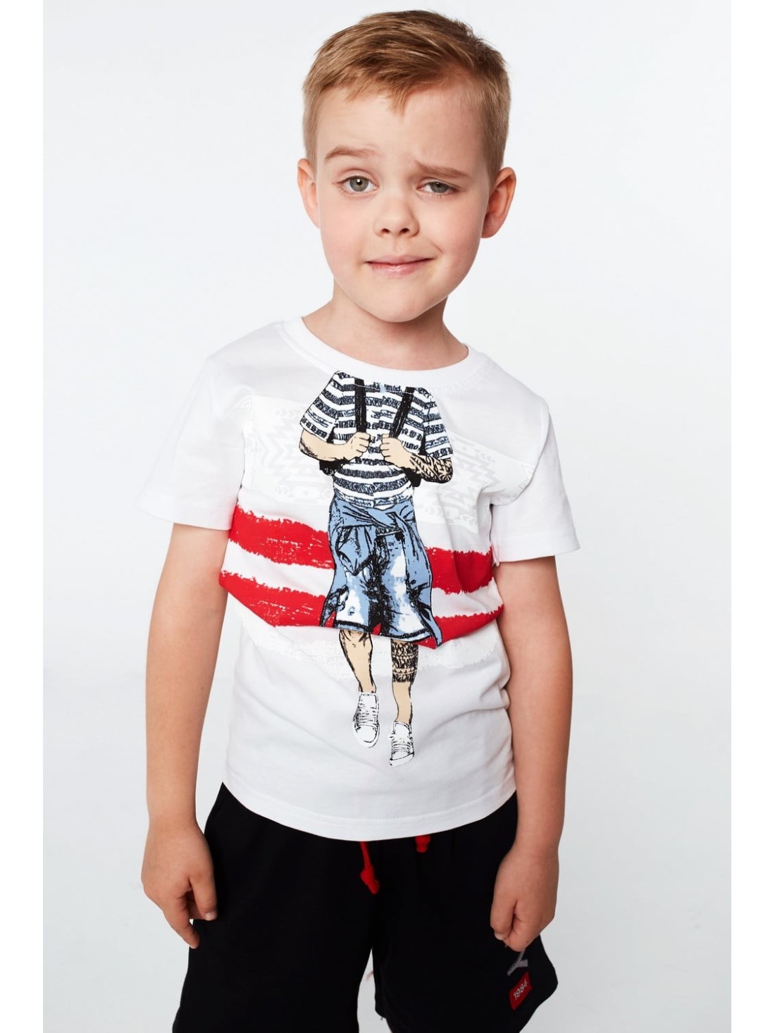 Boy\'s T-shirt with print, white NDZ4461 - Online store - Boutique